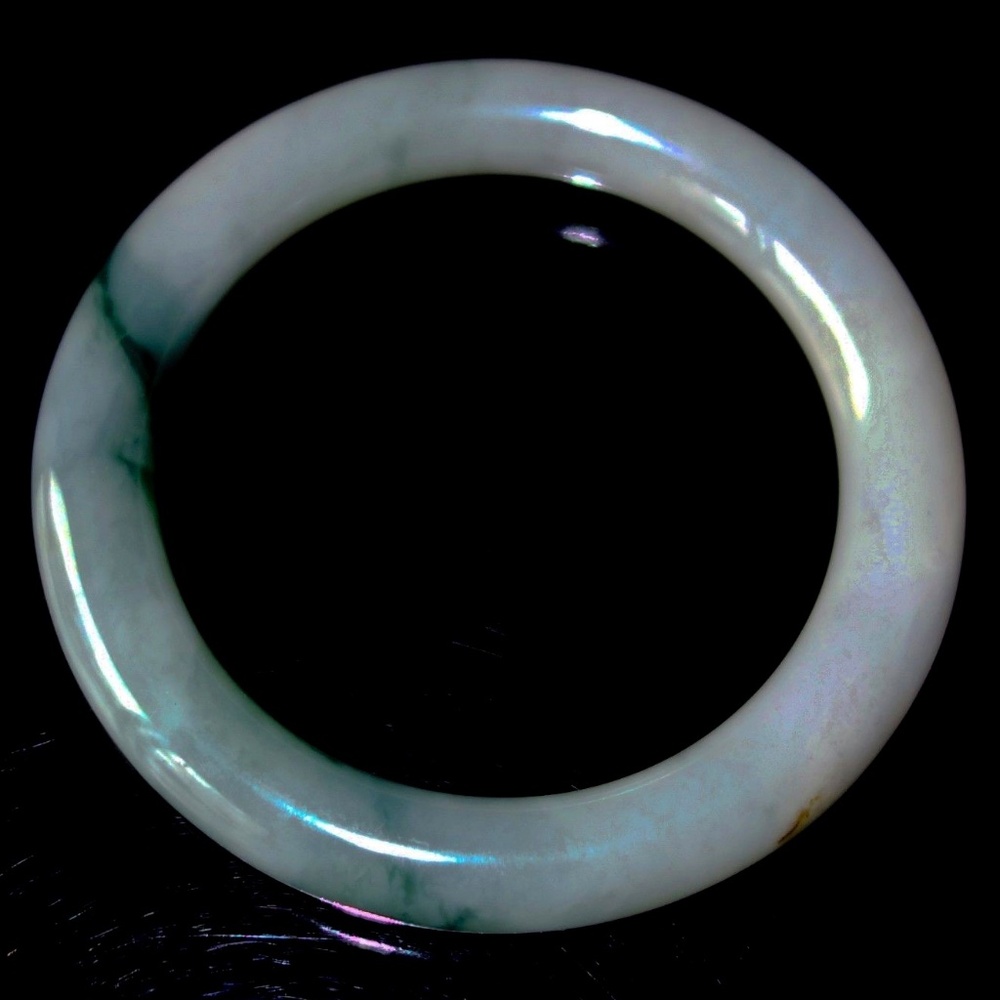 Vintage Translucent Natural Green Jadeite Jade Bangle Bracelet 57.4MM